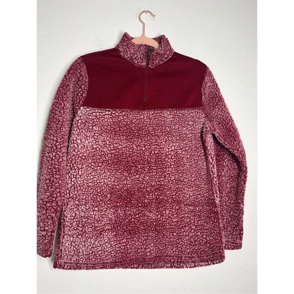 Athletic Works  Kids Size M Red Faux Sherpa Pullover Top with Neck Zipper
